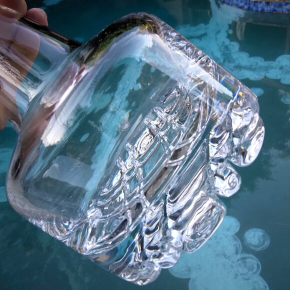 Stunning ORREFORS Heavy Thick Based Cube Cut Lead Crystal Swedish Decanter with - Picture 4 of 10